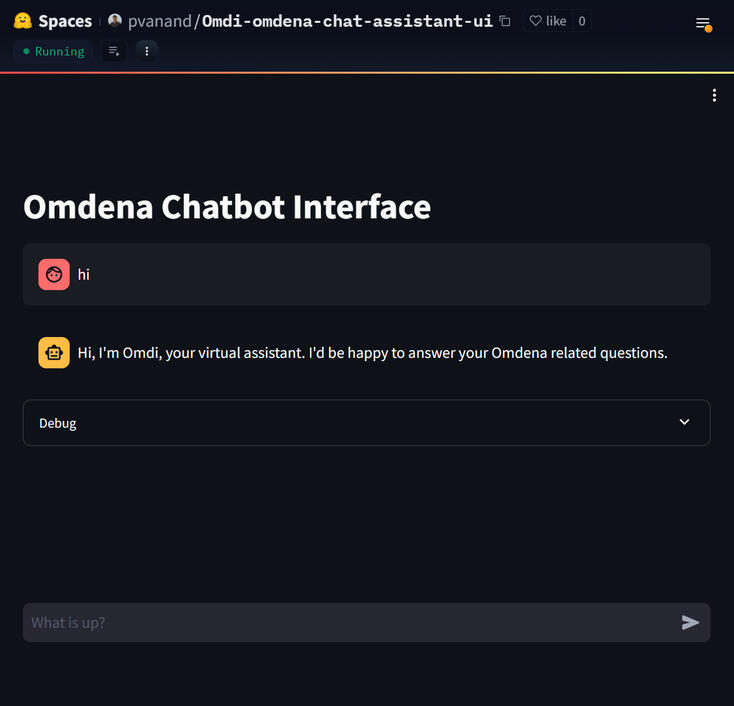 Omdi Chatbot interface